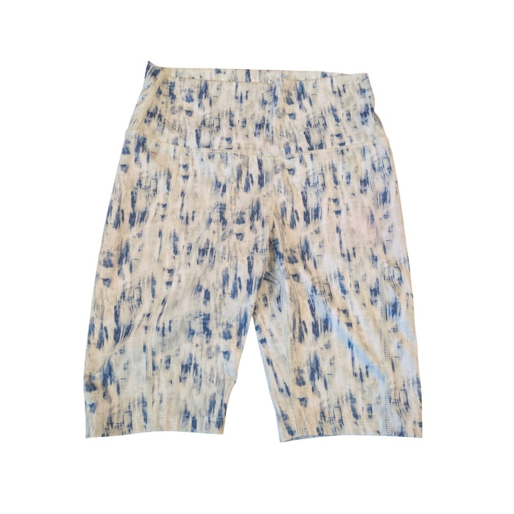 Brisas Women's High Rise Spandex Blue White Abstract Print Biker Shorts Size S